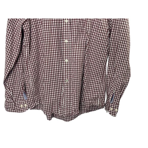 Tommy Hilfiger Classic Fit Dark Red & White Check Print Button Down Shirt Sz XL - Picture 3 of 6